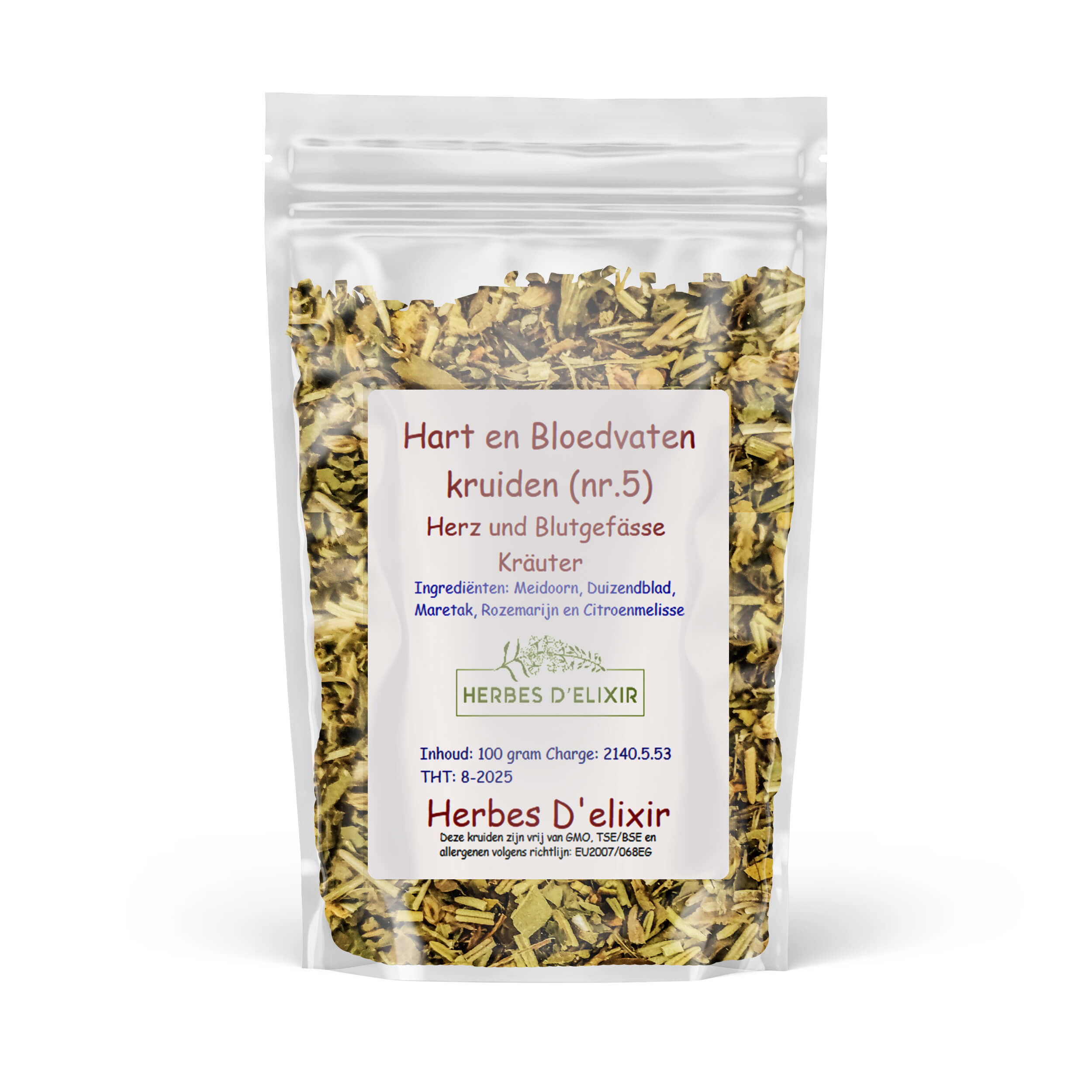 Hart en Bloedvaten kruiden (nr.5) - kruidenthee - 100 gram