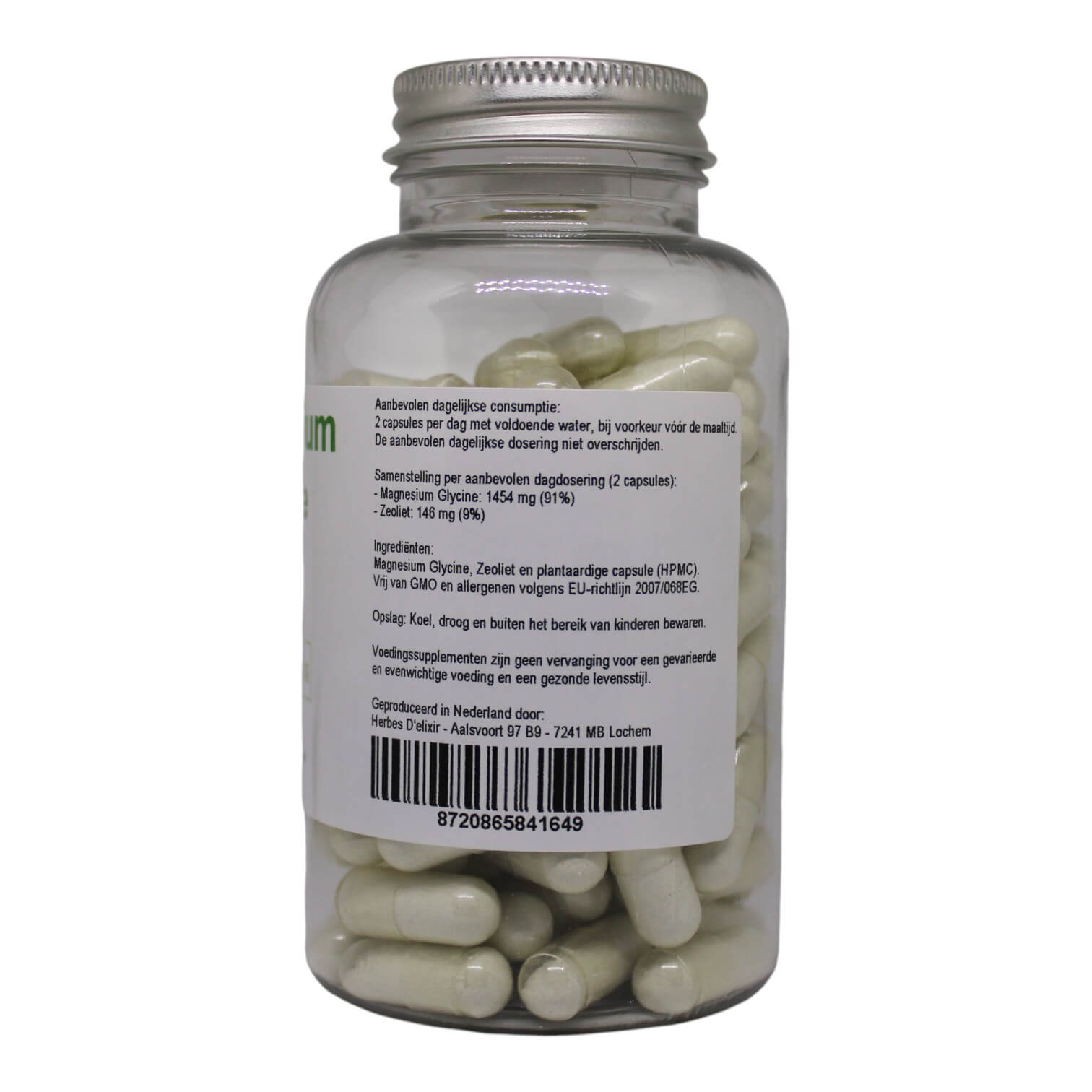 Magnesium Glycine - 800 mg - 100 capsules - Afbeelding 2