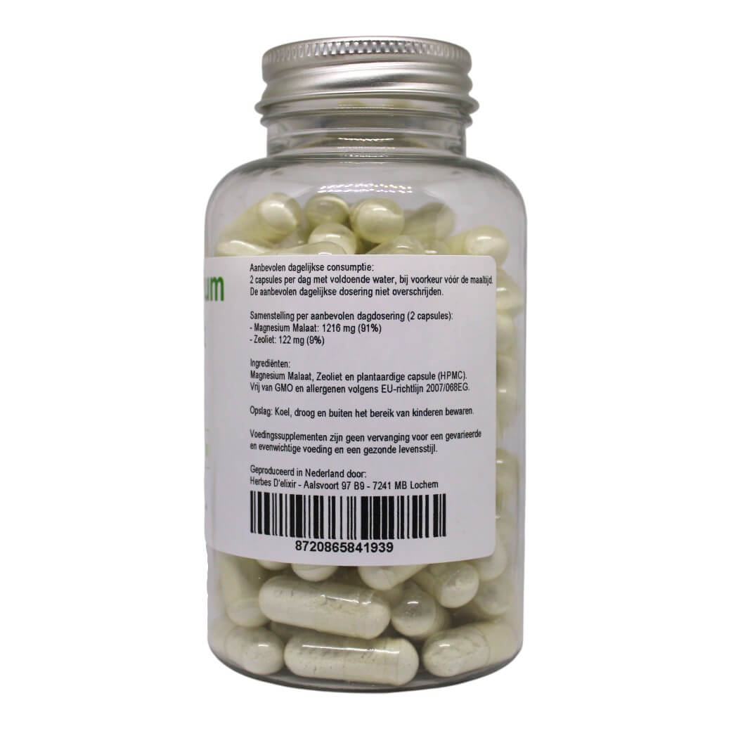 Magnesium Malaat - 670 mg - 100 capsules - Afbeelding 2